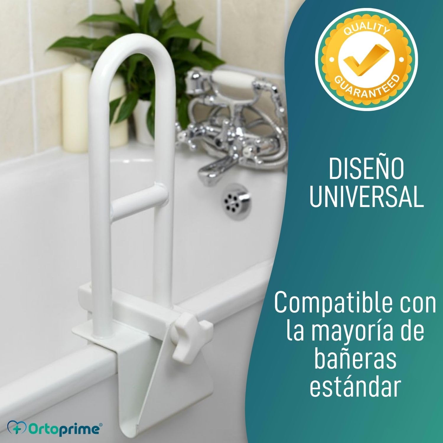 OrtoPrime Asa bañera Adultos y Niños - Agarraderas baño - Asidero para Baño - Barra ducha - Agarrador ducha Personas Mayores - Asidero Bañera Adultos - Apoyo Bañera - Asa de SEGURIDAD para Baño