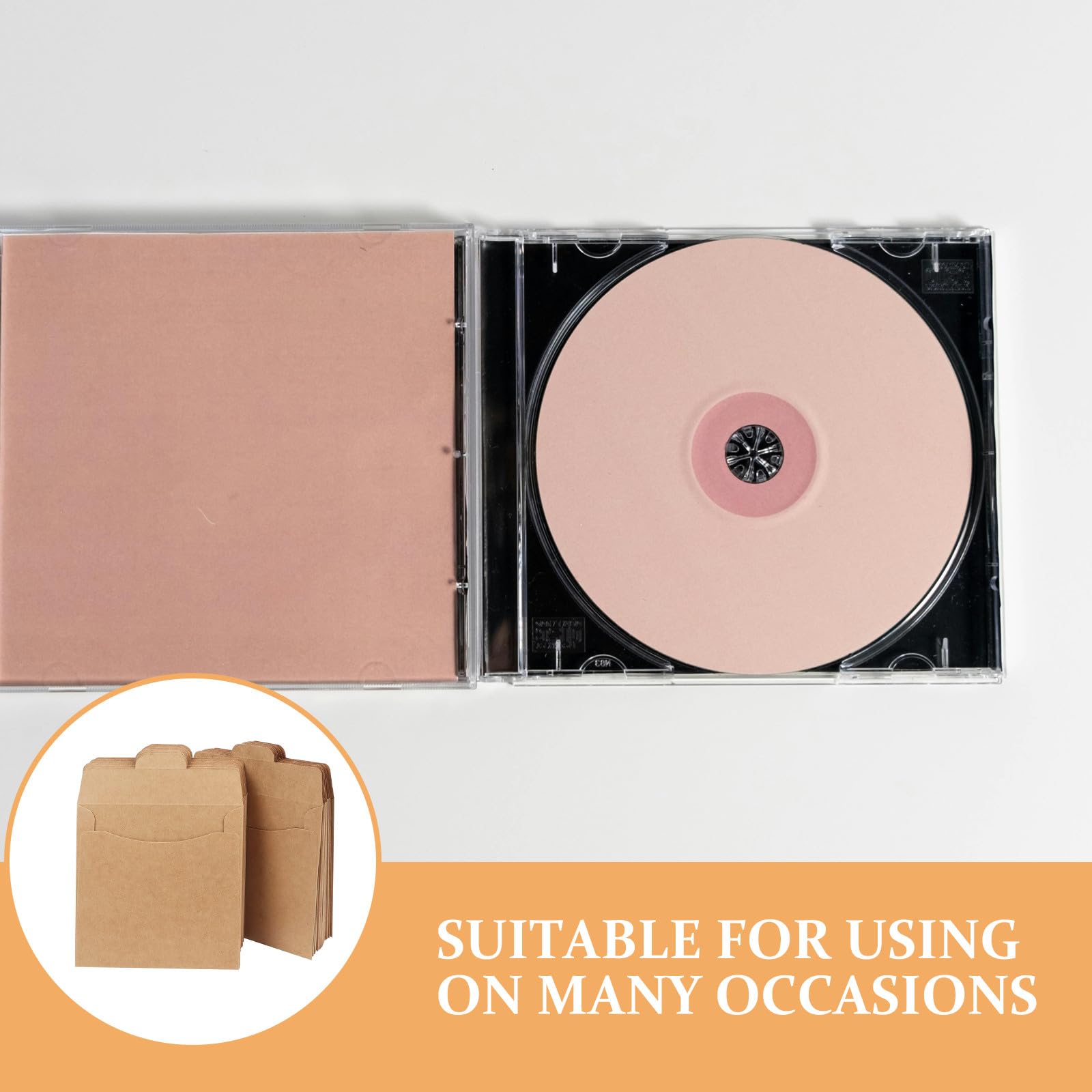 HEMOTON 50 pièces Sacs Papier Kraft Marron pour CD Enveloppes de Rangement Durables et Réutilisables Pochettes Emballage pour Cartes et Fichiers