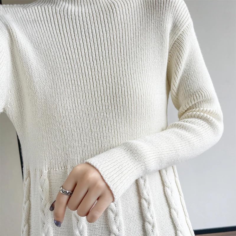 Maglione da donna a collo alto maglione vestito da lavoro a maglia A-Line tinta unita manica lunga casual maglioni caldi