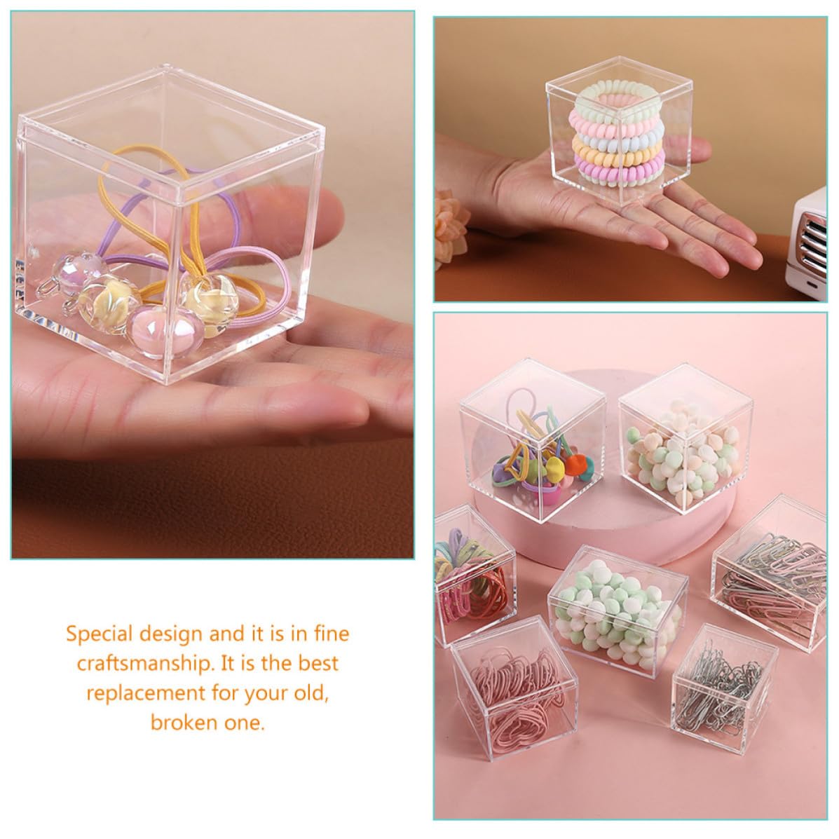 EXCEART Caja cúbica de Almacenamiento para Objetos de colección y Dulces, 12 Unidades con Tapa fácil de Abrir, Organizador Transparente para Manualidades y decoración
