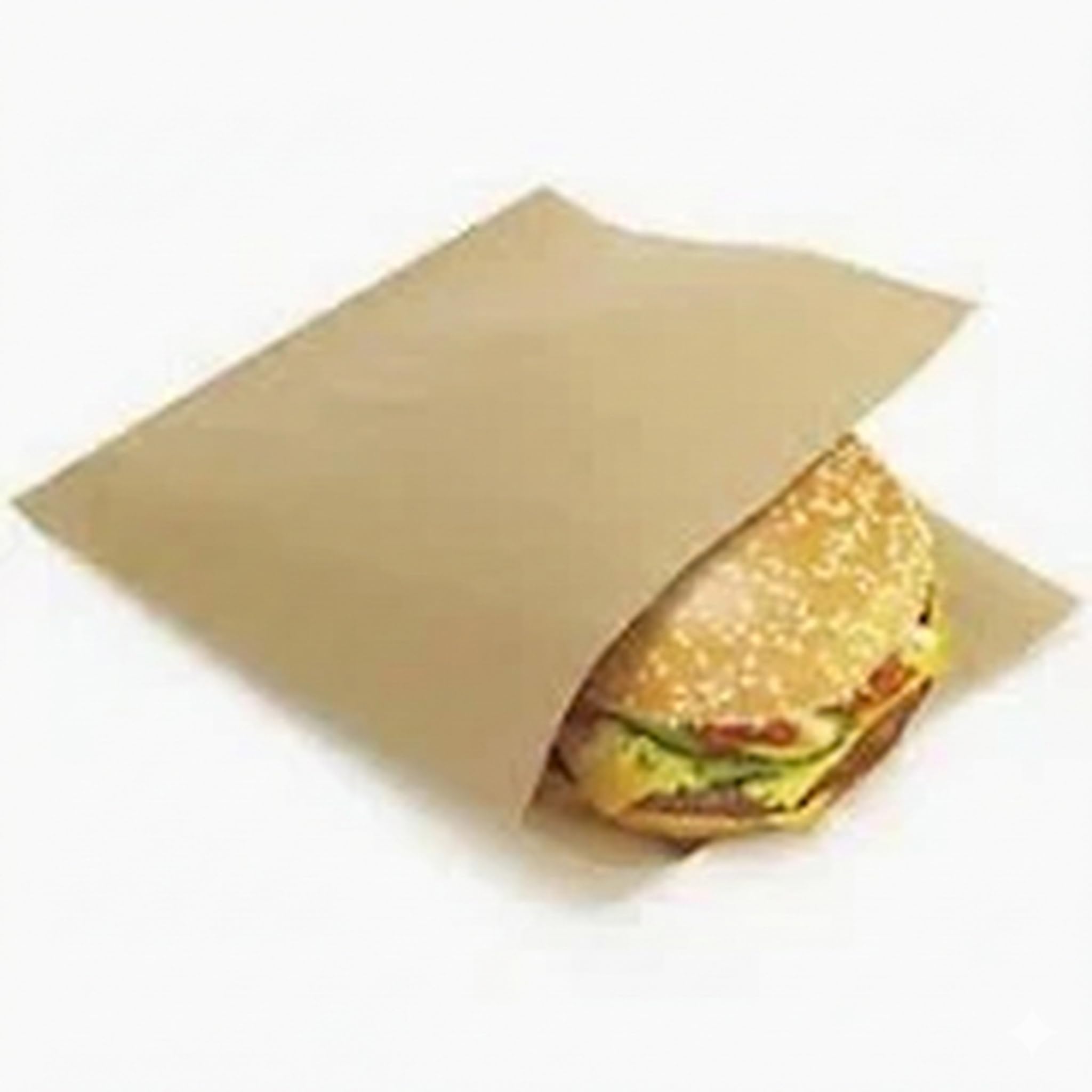 1000 Sachets Kraft Ouverts 2 Côtés 18,5 x 18 cm (50 gsm) – Papier Anti-Gras pour Burger, Kebab, Sandwich – Emballage Alimentaire Écologique Sans PFAS – Couleur Brun