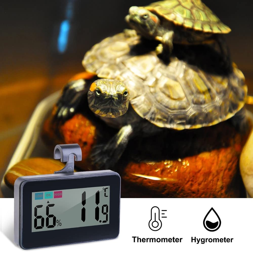 DONGKER Thermomètre Hygromètre Numérique pour Reptiles,Thermomètre D'aquarium avec Ventouse pour Réservoirs de Reptiles,Vivariums,Couveuses,Incubateurs