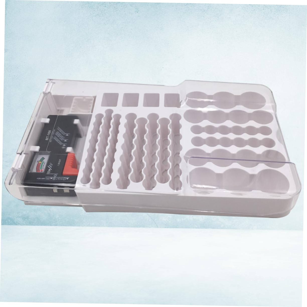 OSALADI 1pezzi Tester Per Batterie Custodia Di Immagazzinaggio Supporto Portatile Per Celle Di Batteria Organizzatore Di Immagazzinaggio Per Batterie Tester Incluso