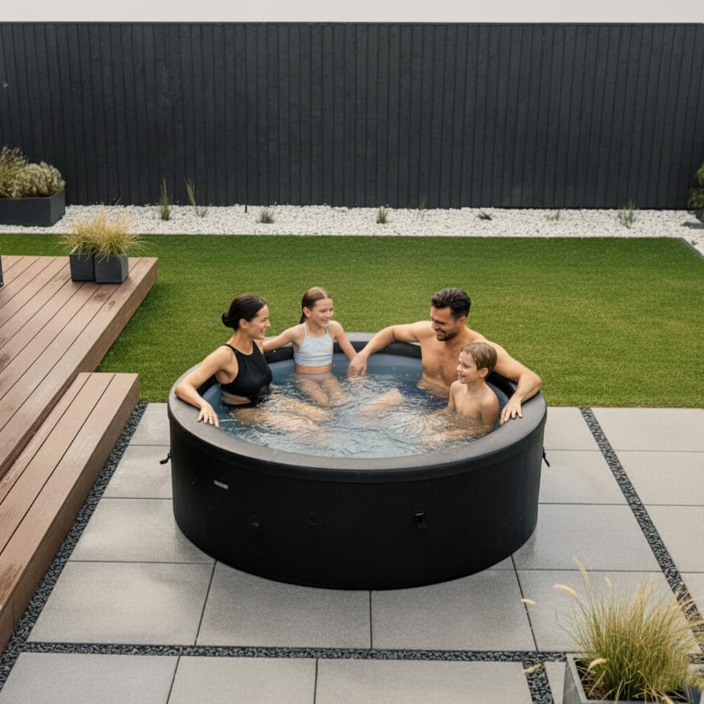 Wave Tahoe Eco Foam Spa | Tragbarer Outdoor-Hot Tub mit schneller Aufheizung | Strapazierfähiges PVC-Material | Einfacher Aufbau (Graphite Grey, 6 Person)