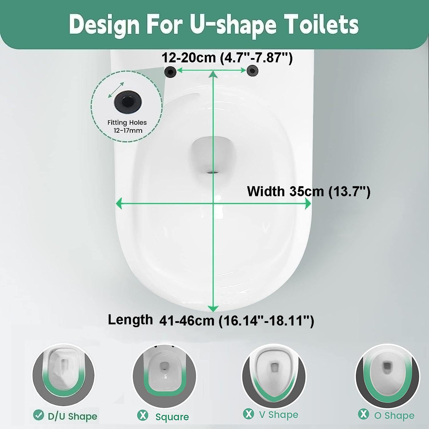 44x35cm,WC Sitz D Form Mit Absenkautomatik, UF-Material, Weiß Toilettendeckel Abnehmbar, Quick Release, Aufsatzmontage, Klobrille WC-Sitz, Klodeckel Mit Absenkautomatik Weiß