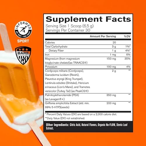 Bare Performance Nutrition Peak Sleep Night-Time Sleep Support Supplement, Calming Non-Habit Forming Sleep Aid, Orange Dreamsicle, 30 Servings #TOP1