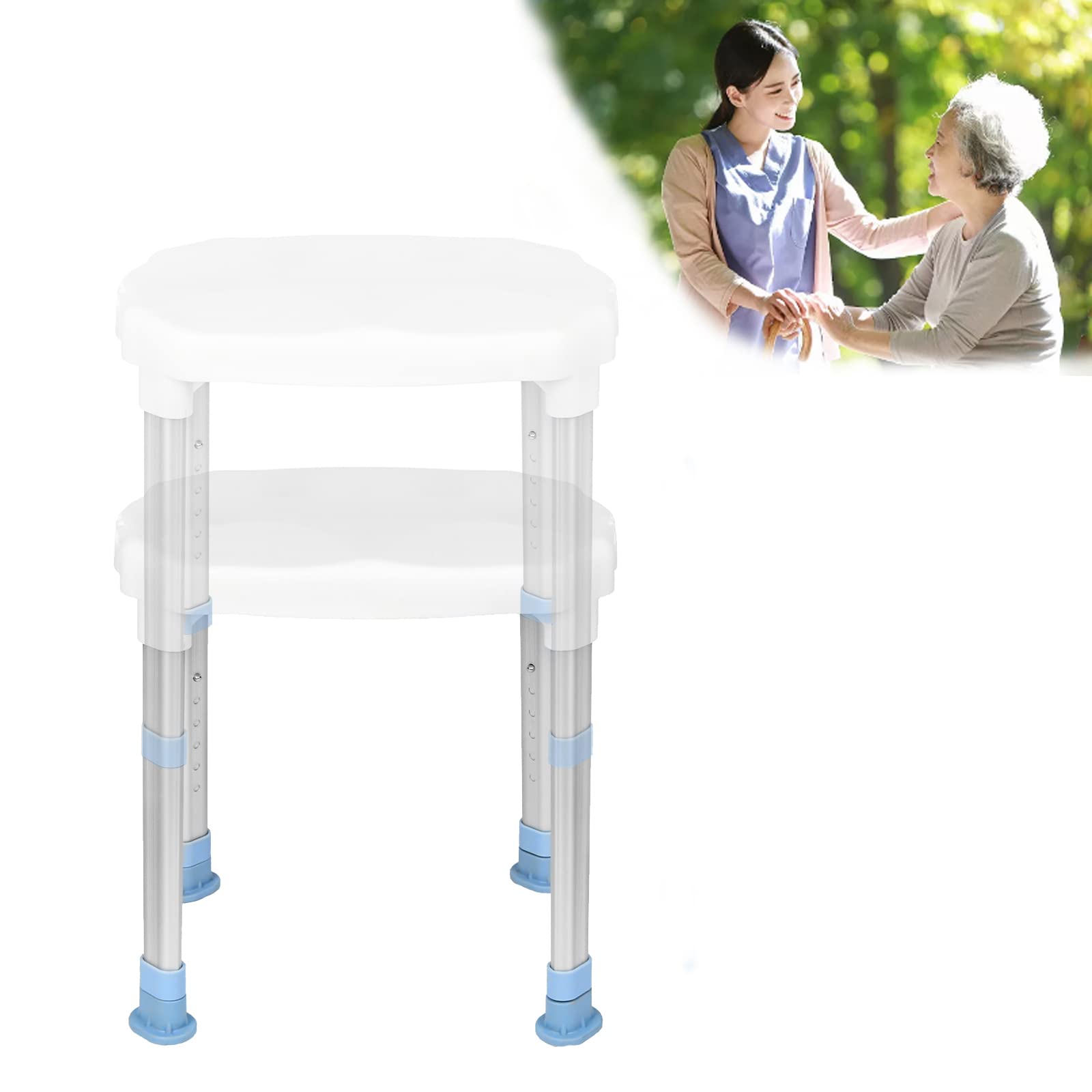 NAIZY Taburete de Ducha Silla de Ducha 70-90cm Taburete de baño Ajustable en Altura Ayuda a la Ducha Asiento de Ducha Antideslizante de Aluminio y plástico (Tipo A)