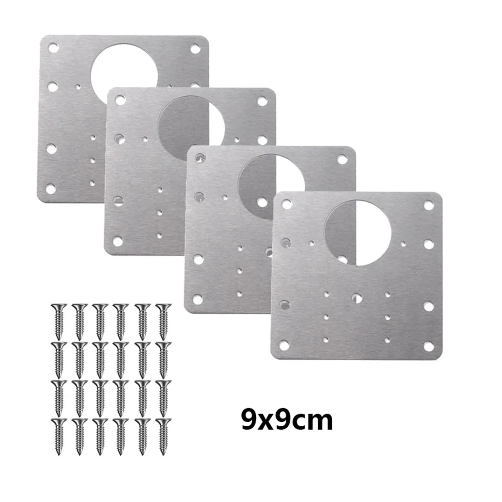 Edelstahl-Scharnier-Reparatur-Set, Schranktür-Seitenwände, Montageplatte for Schubladenmöbel(4pcs 9x9cm)
