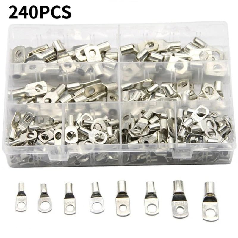 240PCS Automotive Copper Ring Terminals Lug Electrical Wire Welding Terminals Cable Crimp Connectors Assorted Set VUQLDHAYZ