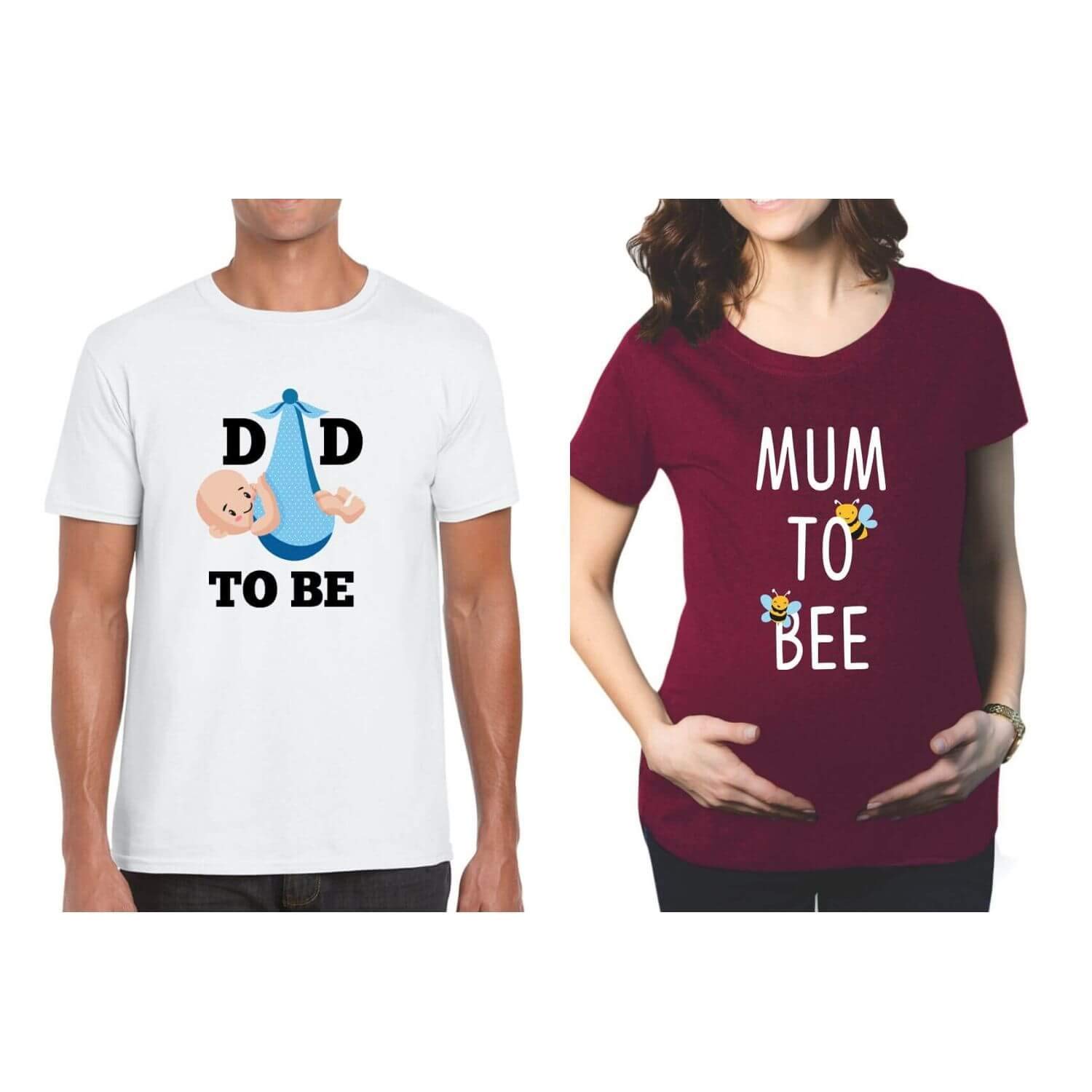 Maternity Couple T-Shirts Combo Pregnancy Announcement Dad Mum to be for Men Women Round Neck Half Sleeves-image-6