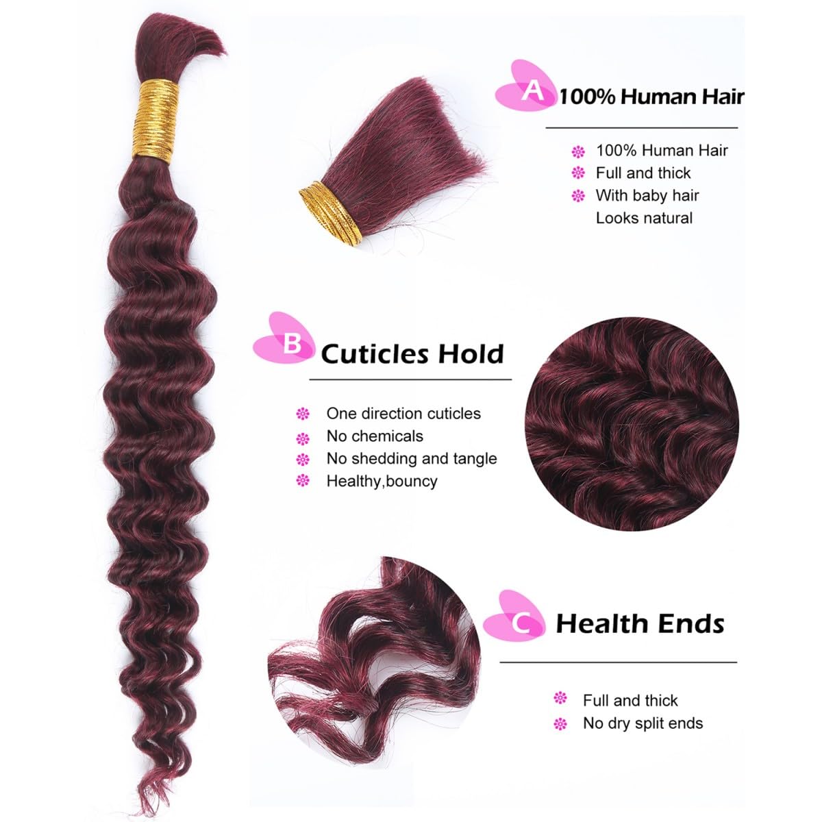 Unipearl Deep Curly Bulk Human Hair for Braiding 100g 2 Bundles 14 Inch Boho Braids Hair Extensions - Image 3