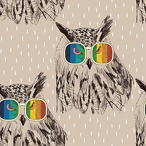Fotomurale autoadhesivo Magic-Stick 104x70 cm con diseño de búhos retro con gafas 3