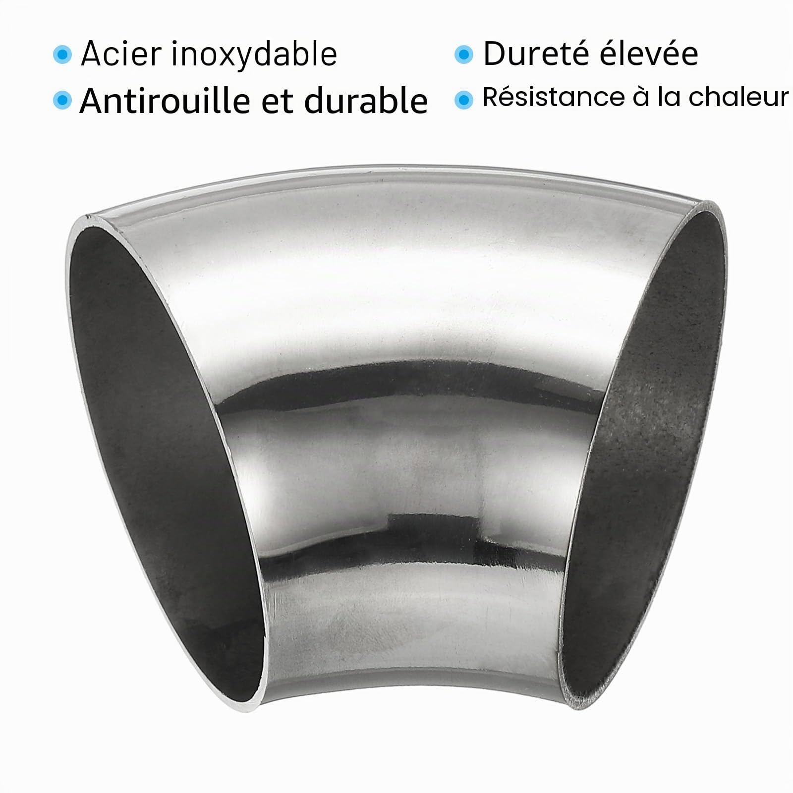 PATIKIL 2pcs Coude À 45 Degrés Mandriné, 60mm OD Acier Coude D'échappement Connecteur De Tuyauterie D'échappement 304 Acier Inoxydable Pour Tuyau D'échappement Main Courante HVAC