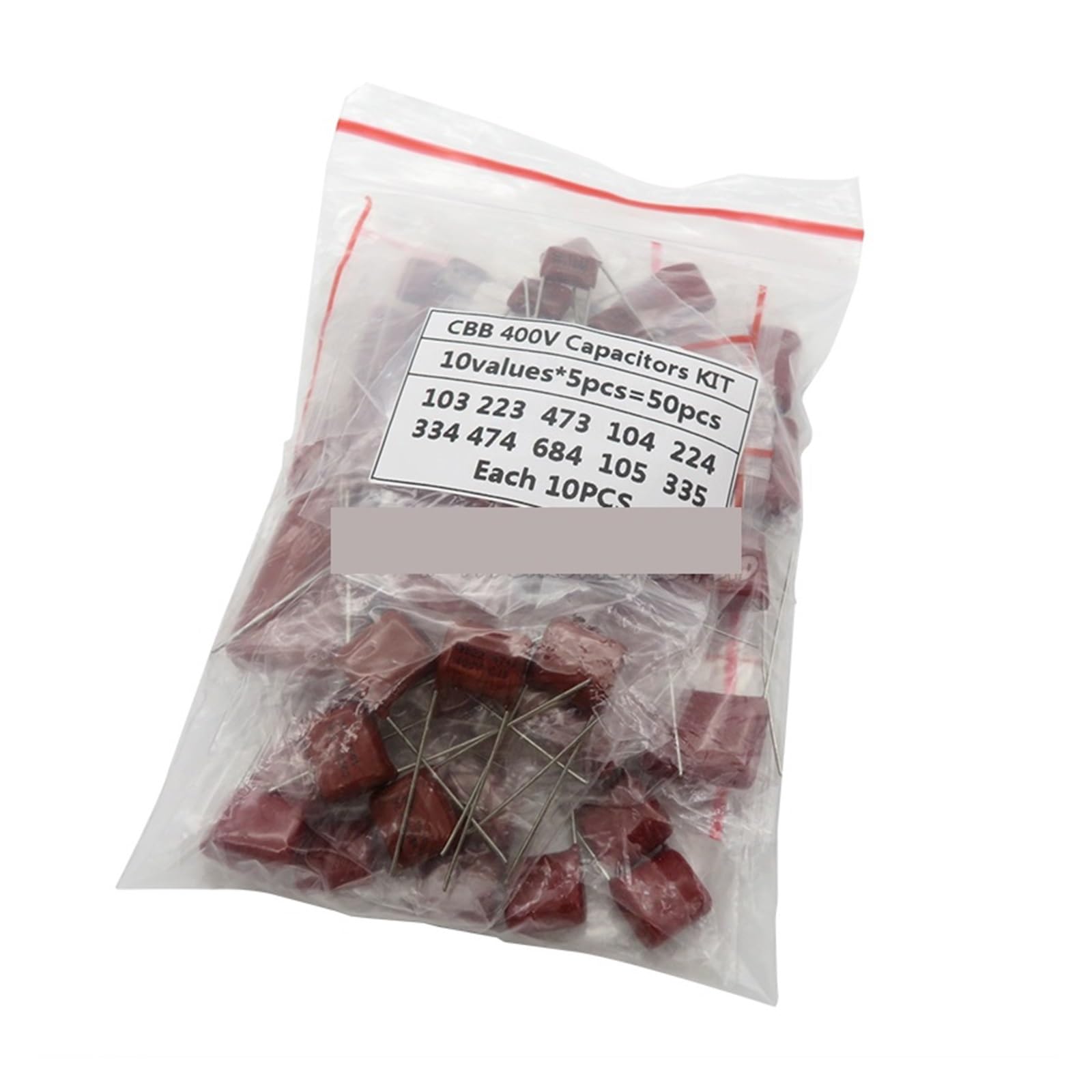 ICXLPMC KIT 50PC=10value*5PCS Metallized Polyester Film Capacitors CBB Assortment Kit 400V 10nF 3.3UF