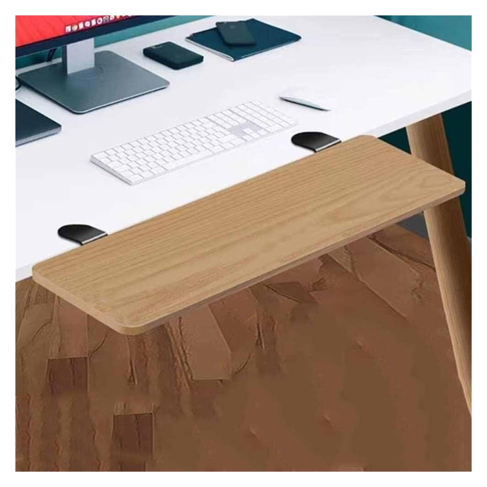 Morsetto per mensole da scrivania, in quercia, per postazioni di lavoro, accessori da gioco, display per camera da letto, soluzione di archiviazione robusta (50 x 24 cm)