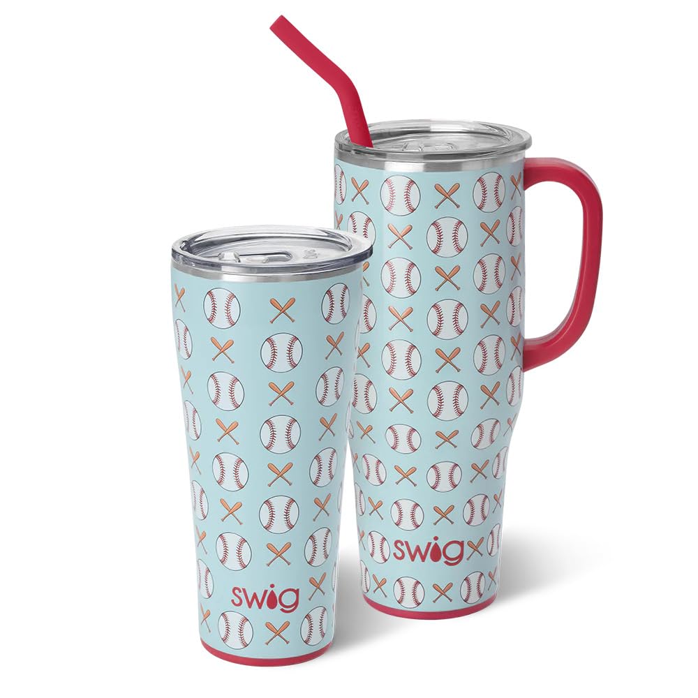 Vaso Aislado Swig Life De 40 Onzas (1,18 L) - Con Asa, Popote Y Tapa Antigoteo - Mantiene Frío 24h Y Caliente 9h, Apto Para Portavasos