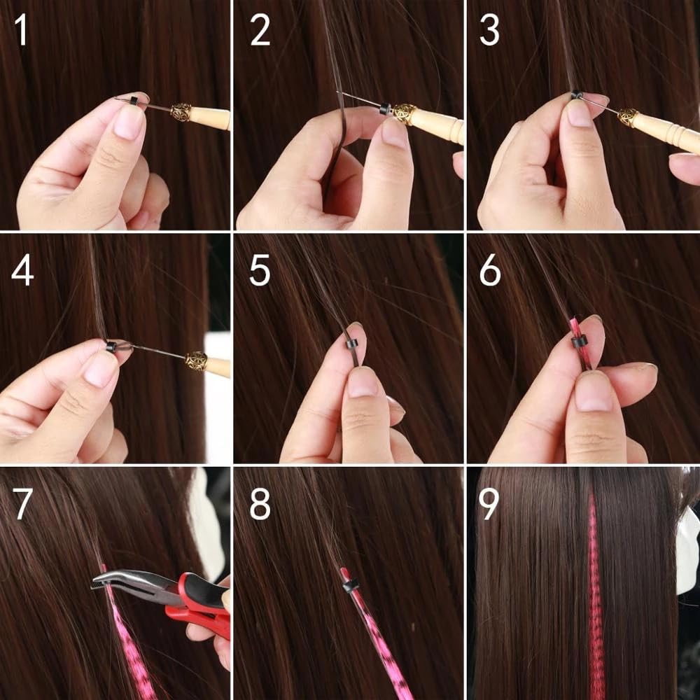 Plumes Cheveux Synthétique coloré for Extensions de plumes cheveux 20 30 40 50 pièces pointe 16 pouces postiche synthétique en(50-set)