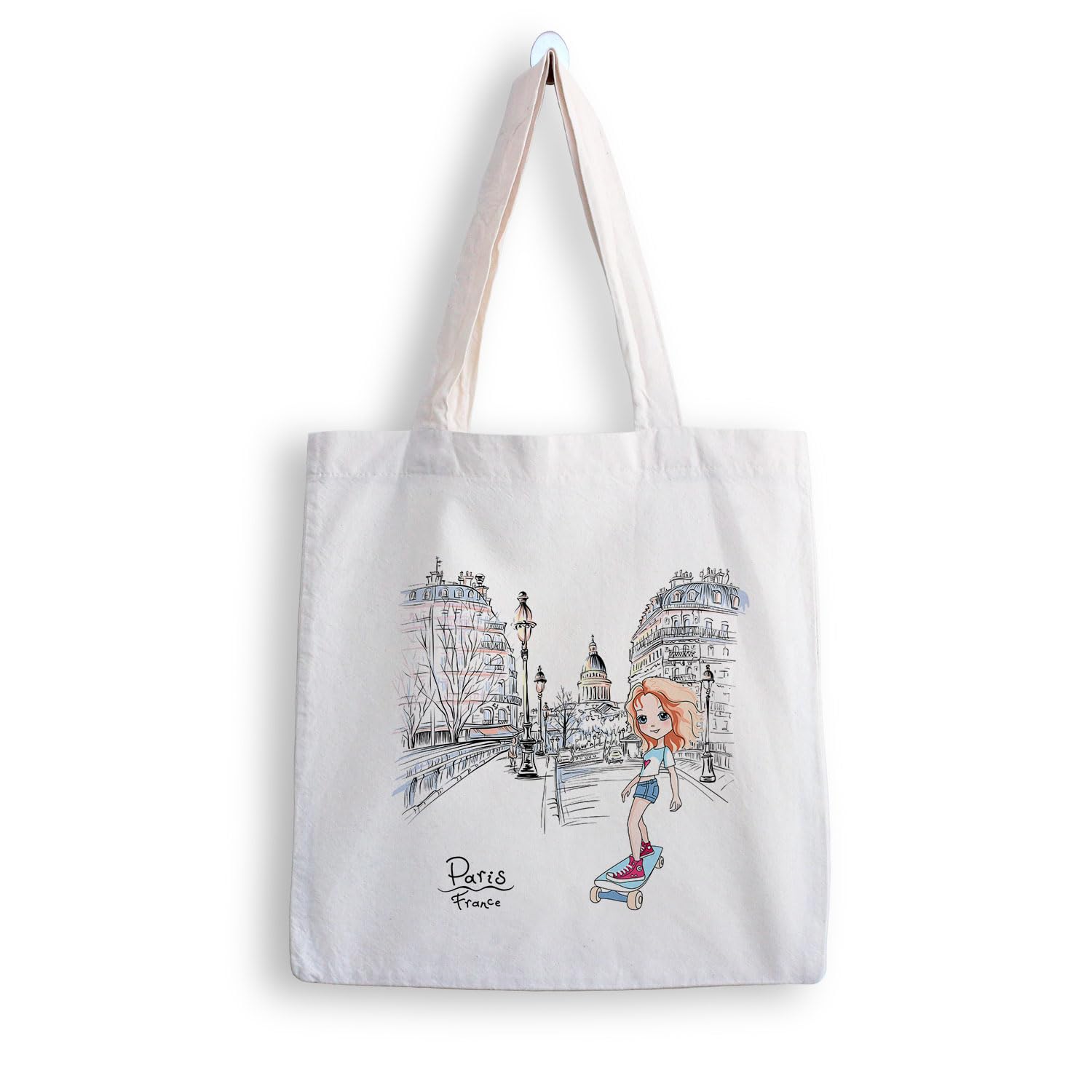 Canvas Tote Bags for Women, College Bag for Girls, Tote Bag for Shopping, Travel & Beach Bags for Women - Paris - D No - 119