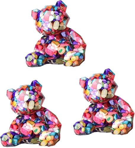HOMSFOU 3 piezas de adorno de cristal para automóvil amigo oso chakra figurita de arte para el día del novio hecho a mano para decoración de mesa de