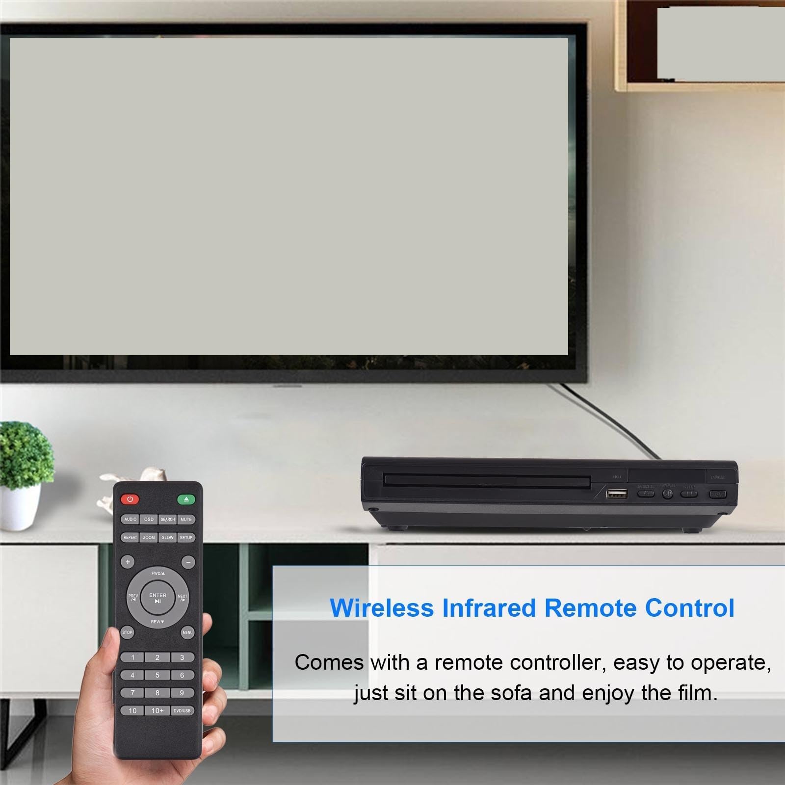 Lettore DVD Portatile, DVD-225 Lettore DVD domestico dischi VCD multimediale digitale Uscita AV con telecomando
