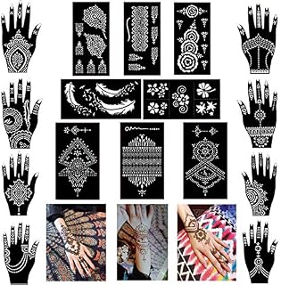 Pack of 16 Sheets Henna Tattoo Stencil/Templates Temporary Tattoo Kit,Indian Arabian Self Adhesive