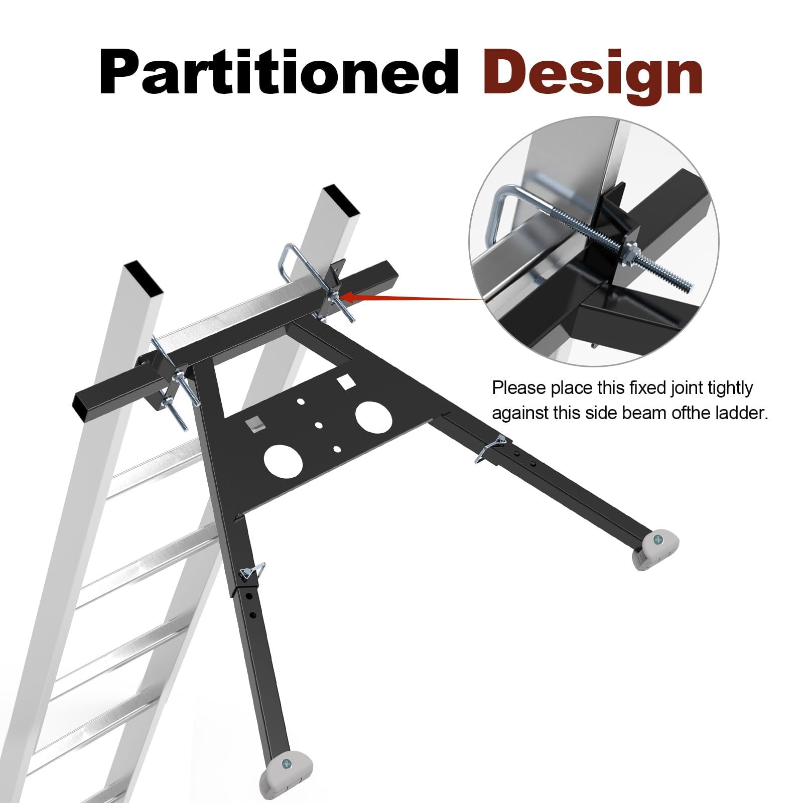 Estabilizador de escalera, separador de pared, accesorio de escalera de seguridad, estabilidad fácil de usar, clasificación de peso de 180 libras, color negro