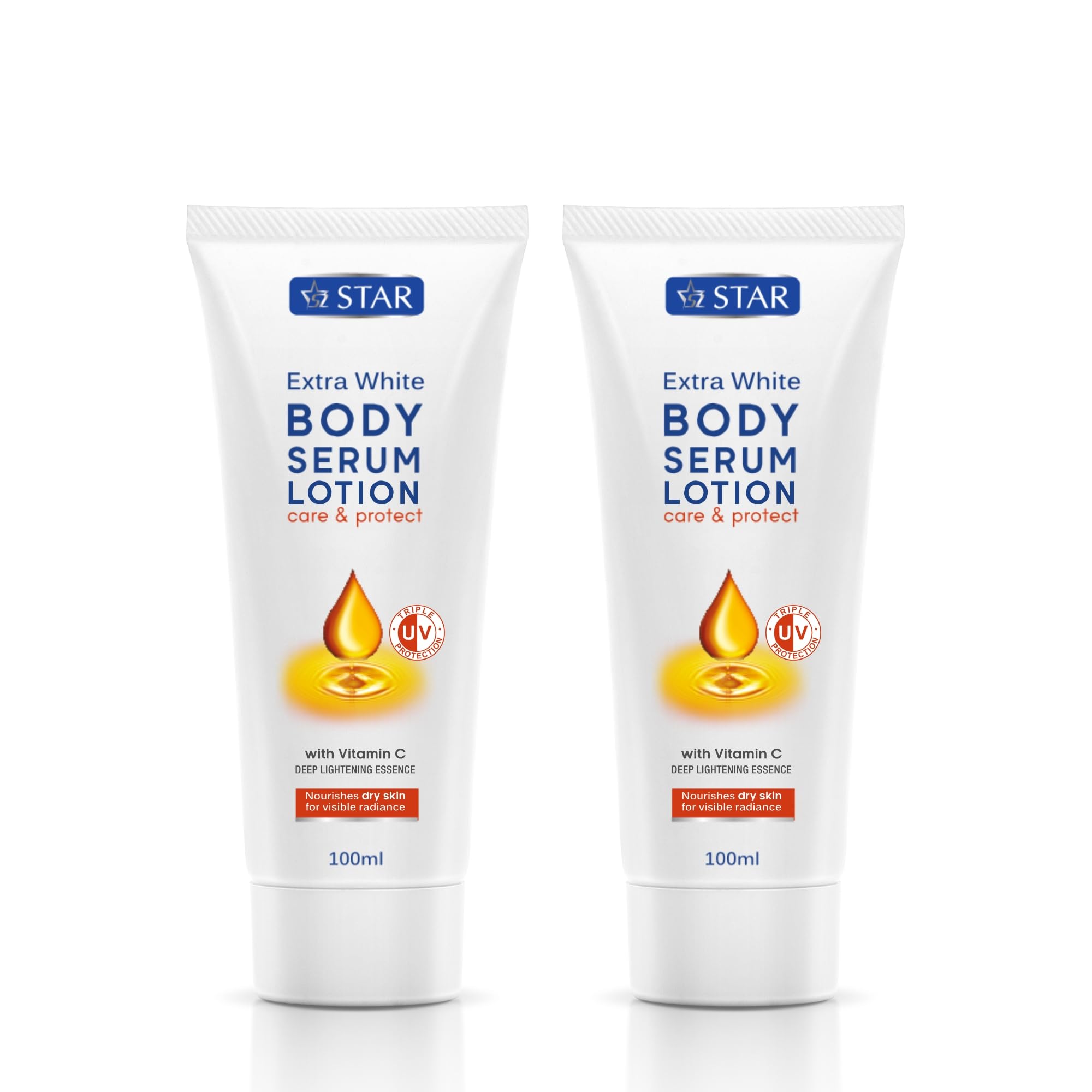 Vitamin C Serum Body Lotion, Care & Protect, Daily Moisturizing Hand Lotion with Avobenzone, Deep Moisturizer Triple UV Protection, Nourishes Dry Skin for Visible Radiance, 100ml (Pack of 2)