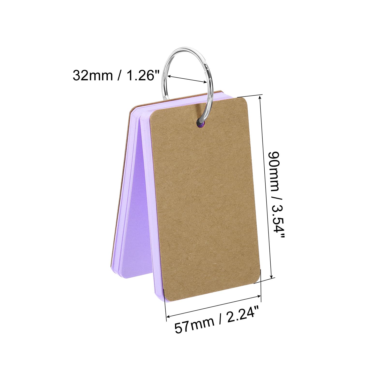PATIKIL 500 Paquet 3.5" x 2" Vierges Flash Cartes avec Anneaux Violet