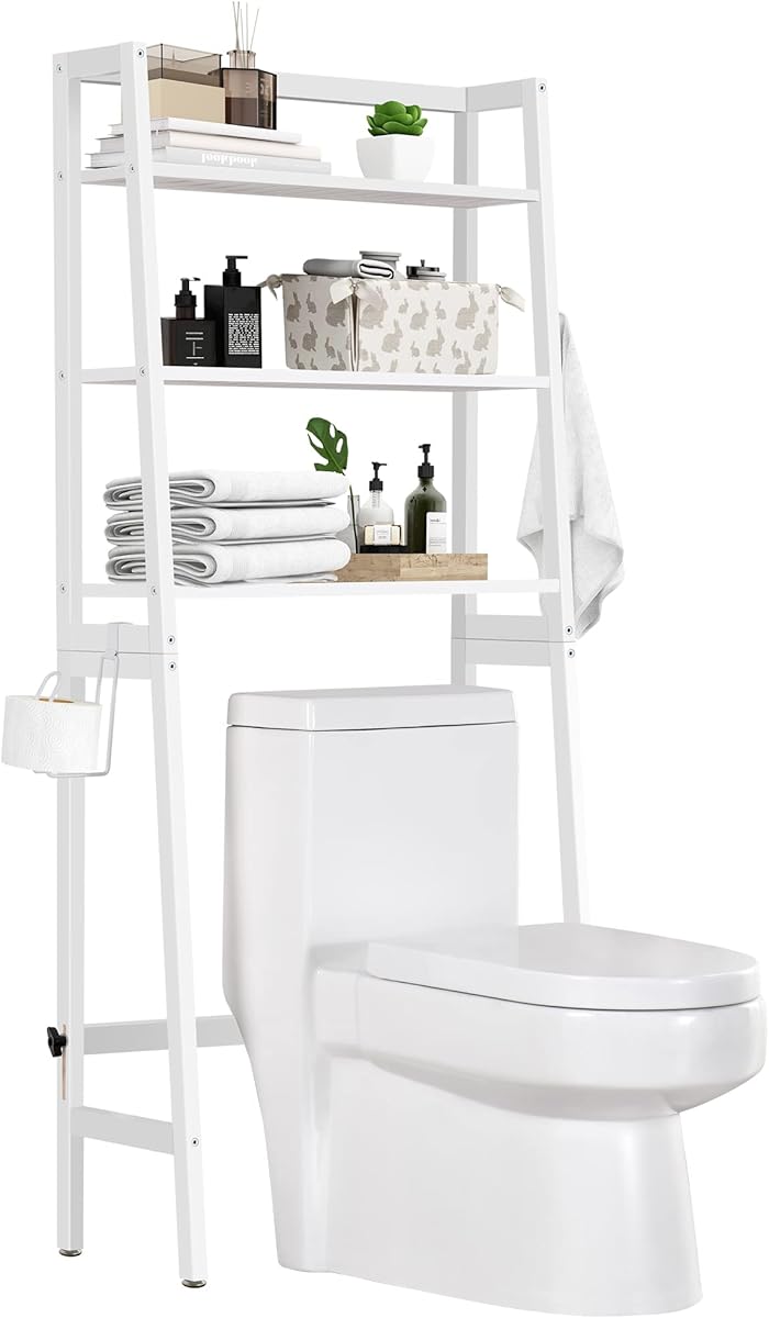 MallKing Toilet Storage Rack, 3 -Tier Over-The-Toilet Storage Shelf,Bathroom Space Saver - 100% Wood and Easy to Assemble(White)