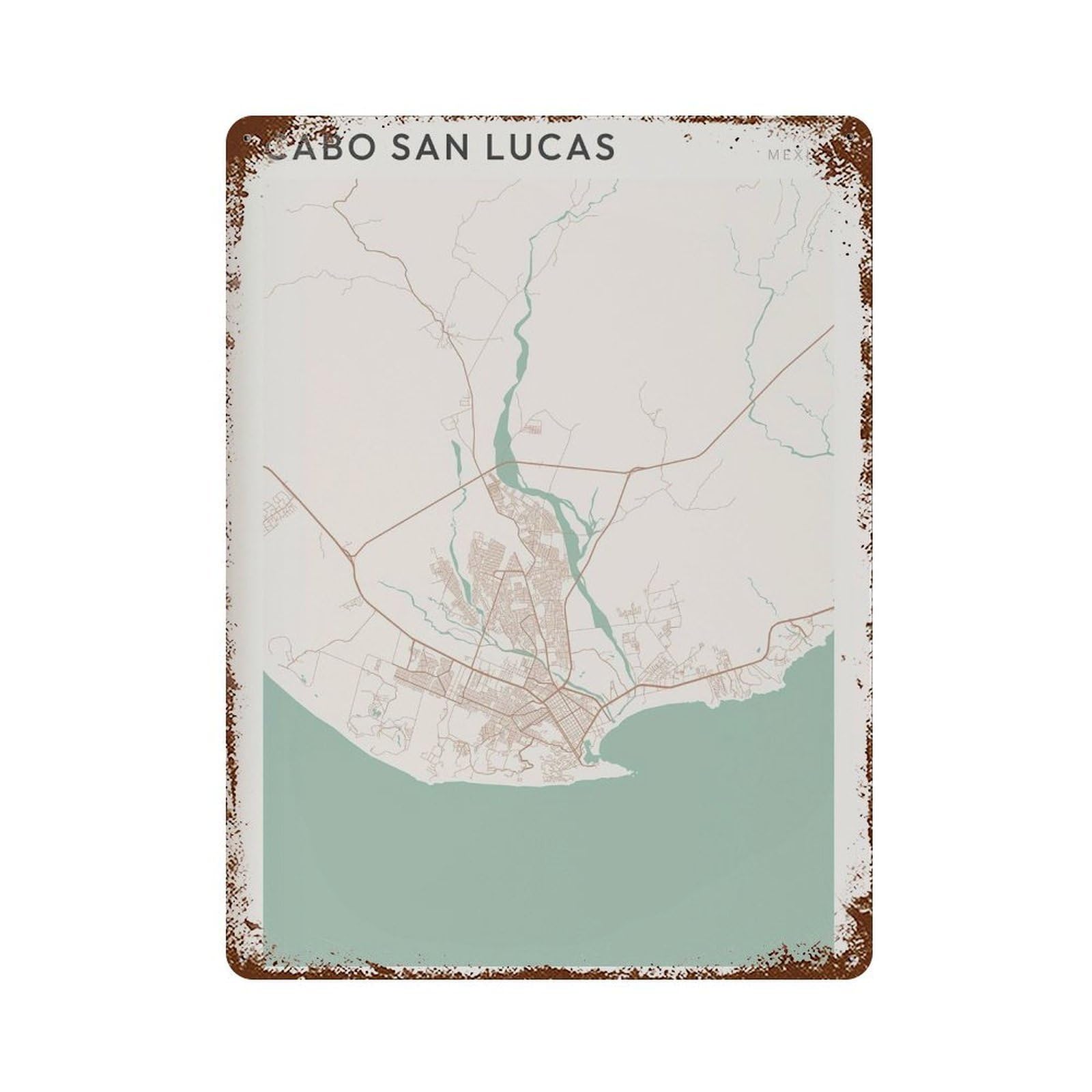 xiaoxiaoshen Cabo San Lucas Map Mexico Travel Gift Farmhouse Decor (2) Wall Decor Art Metal Tin Poster Modern Home Decor Art Home Bar Shop Decorations Vintage Sign 40x30cm