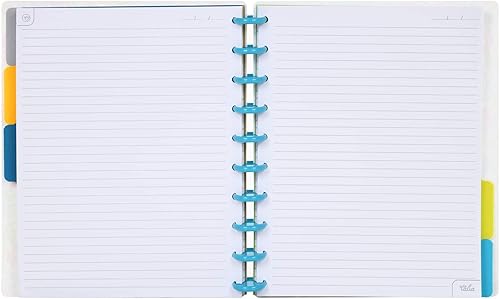 Vista 313 de Talia - Agenda personalizable con aros, (Fireworks Deep Lake, con discos Deep Lake, tamaño mediano (7.5 x 9.75 pulgadas).