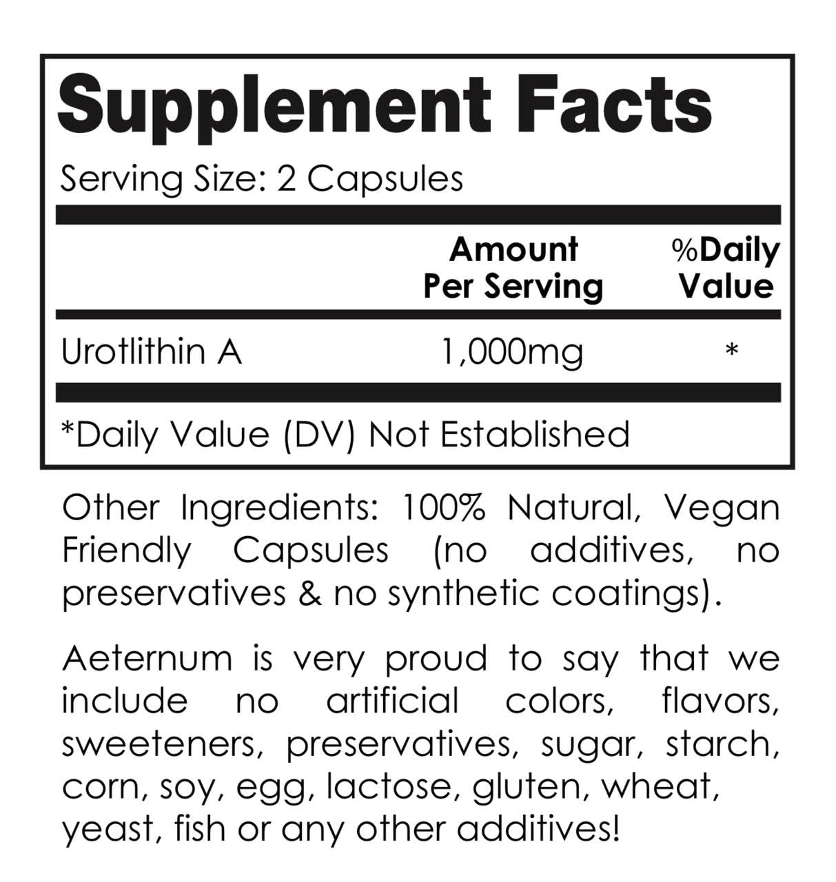Aeternum Urolithin A - 60 Capsules - 1,000mg