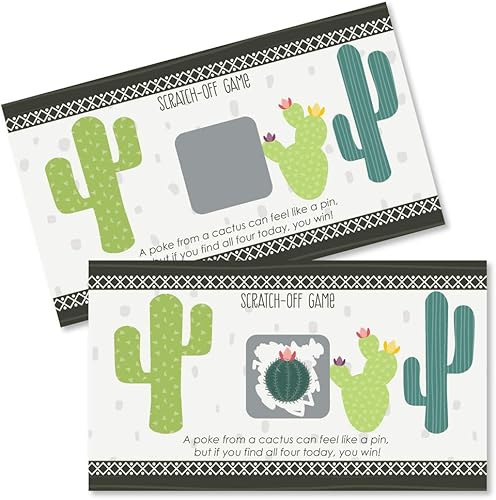 Big Dot of Happiness Prickly Cactus Party - Juego de tarjetas para raspar para fiesta - 22 unidades