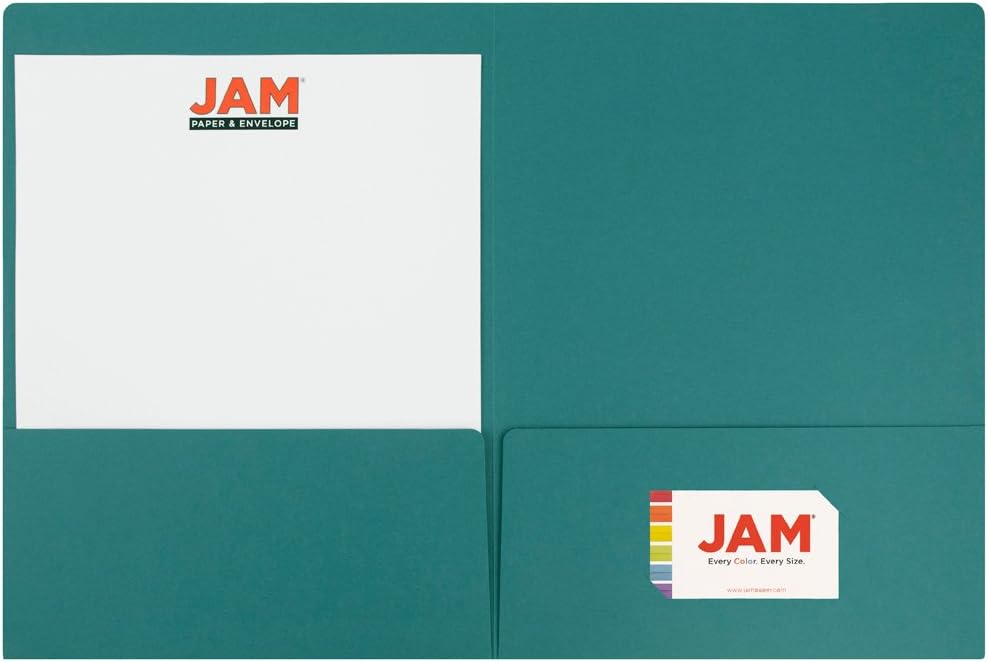 JAM PAPER Premium Matte Cardstock Twin Pocket Folders - Teal Blue - Bulk 25/Pack