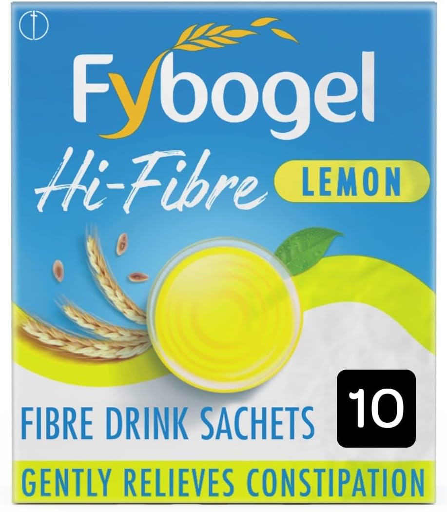 Fybogel Hi-Fibre Lemon Sachets – 10 Pack | Ispaghula Husk For Constipation, Regularity, Fast Digestion, And Nausea Relief | Natural Supplement For Effective Results