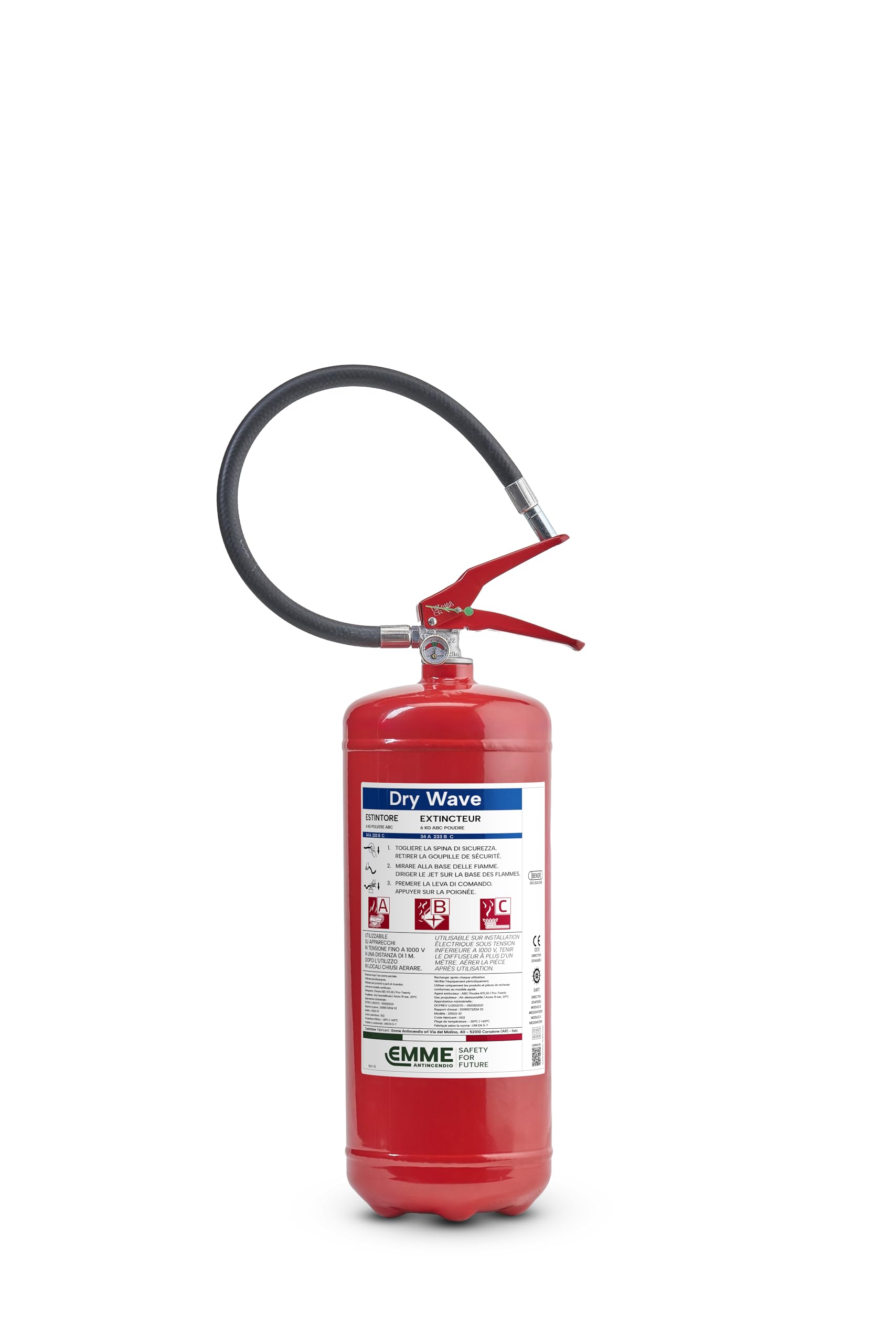 ESTINTORE KG 6 POLVERE - CODICE 21063" M6 - 34A-233BC - UNI EN 3-7