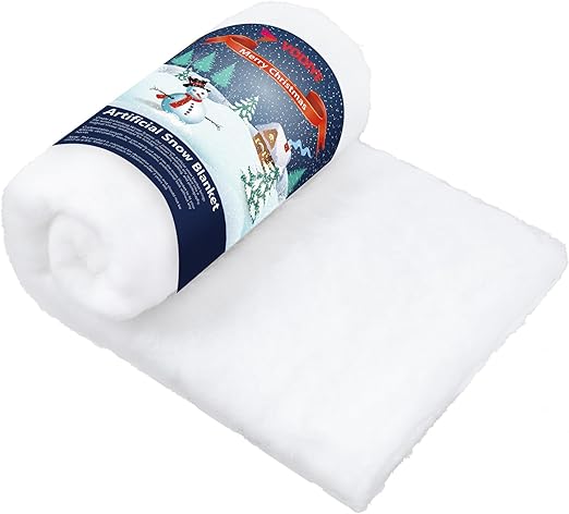 Vodiye Captivating Fluffy Fake Snow Blanket, Lifelike Artificial Snow, Embellishing Your Mantel, Christmas Village, and Other Snow Decor. The Soft and Thick Snow Blanket Releases The Joy of Winter