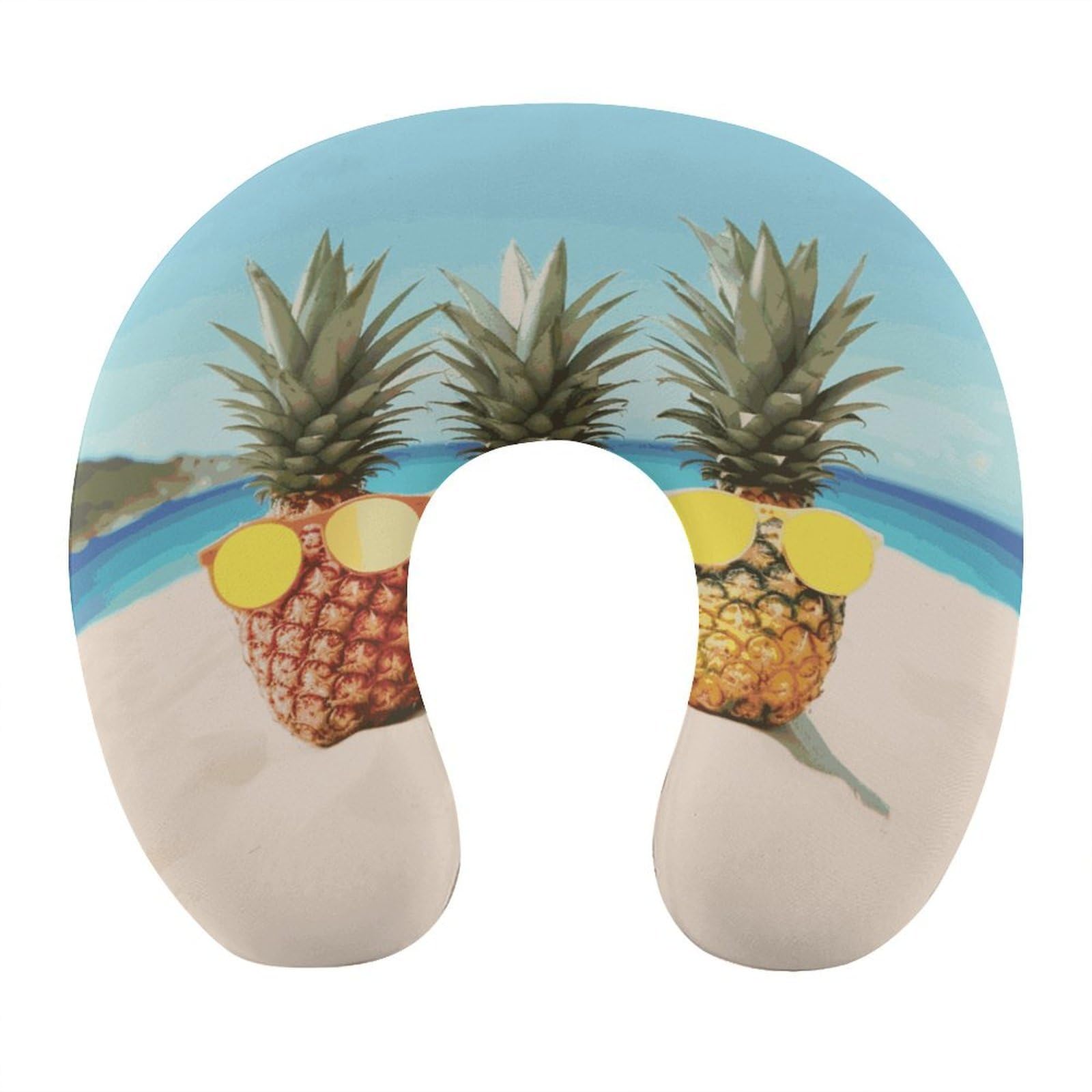 Adfgyerh Style Seaside Beach Yellow Geometric Pineapple U-Shaped Pillow，Memory Foam Pillow Core，Cushion ，Provide Neck Support ，Travel Pillow，Suitable For Airplanes, Cars, Homes, And Offices.