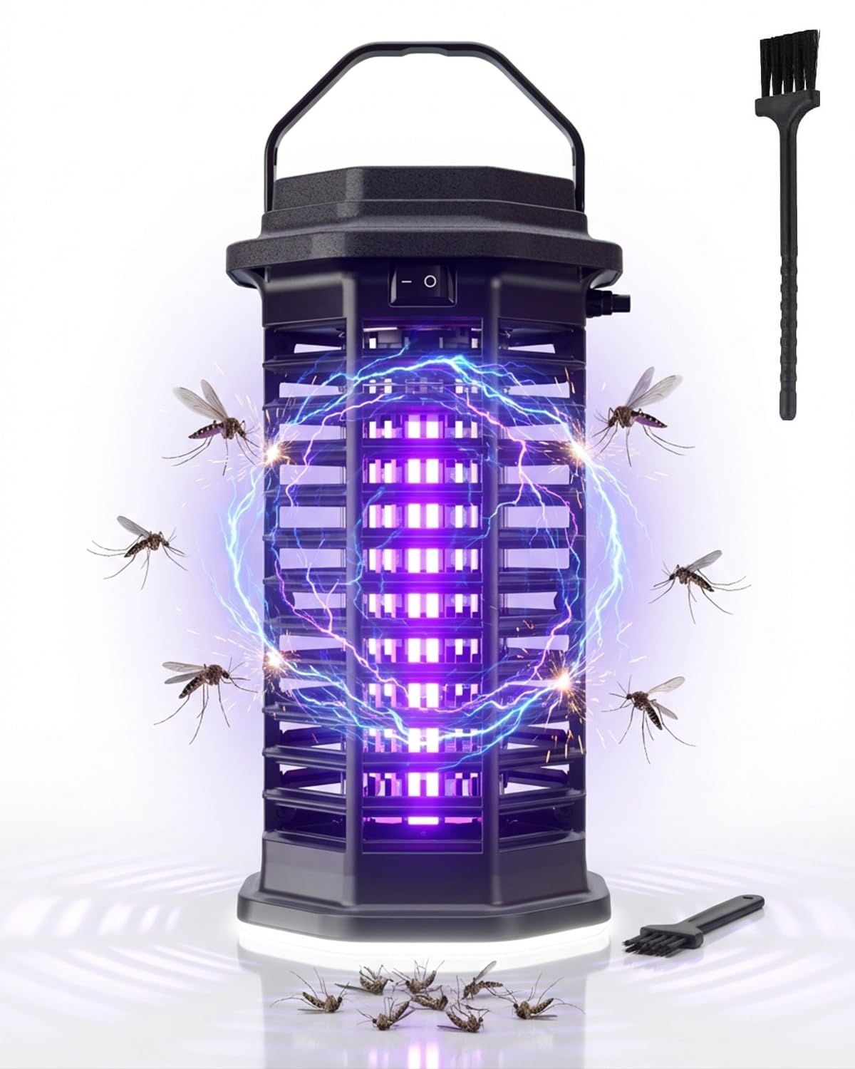 Bug Zapper Indoor Outdoor 15W, 4200V Electric Fly Zapper with UV Light, Waterproof IPX4 Mosquito Killer Lamp, High-Voltage Fly Killer & Insect Zapper for Home, Kitchen, Bedroom & Garden, Easy to Clean