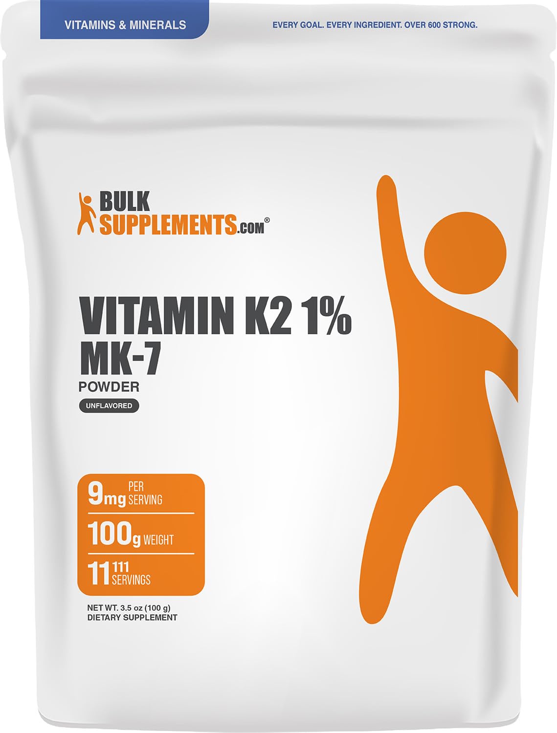 BulkSupplements.com Vitamin K2 MK7 Powder - Vitamin K2 Supplement - Vitamin K2 Soy Free - Heart Vitamins - Vitamin K2 MK-7 (100 Grams - 3.5 oz) 3.53 Ounce (Pack of 1)