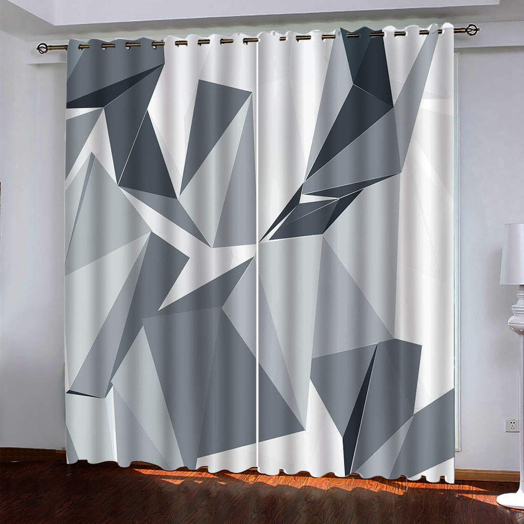 Maynuo Girls Curtains For Bedroom 3D Minimalist Solid Geometry Eyelet Top Curtain For 62X78inch Kids Window Treatments For Home Decoration Thermal