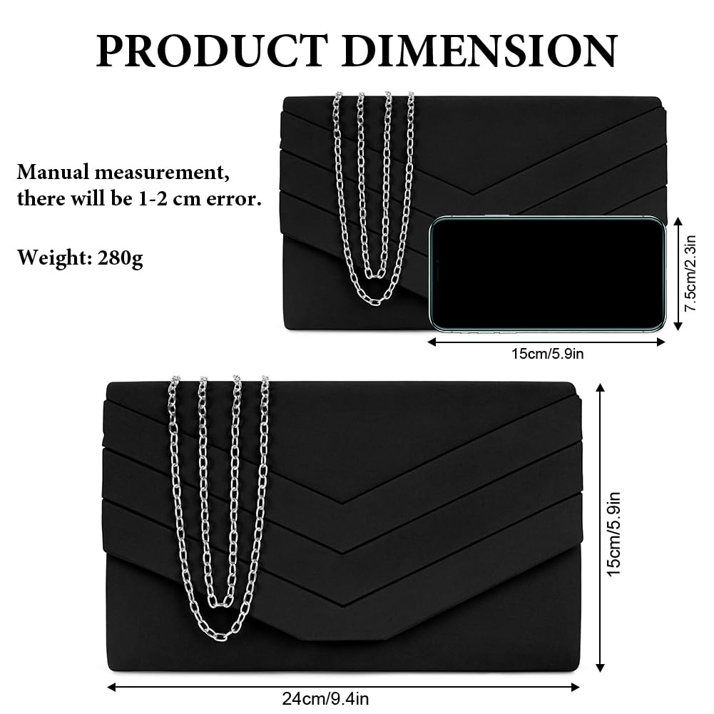 OSDUE Evening Bag Clutch Purses for Women, Glitter Evening Bag Sparkling Envelope Packet with Detachable Chain for Prom Wedding Party Banquet Date (Silver)
