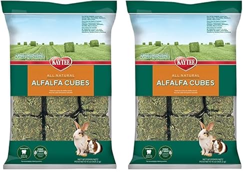 Kaytee Alfalfa Cubes for Rabbits, Guinea Pigs, and Other Small Animals, 15 oz (Pack of 2)