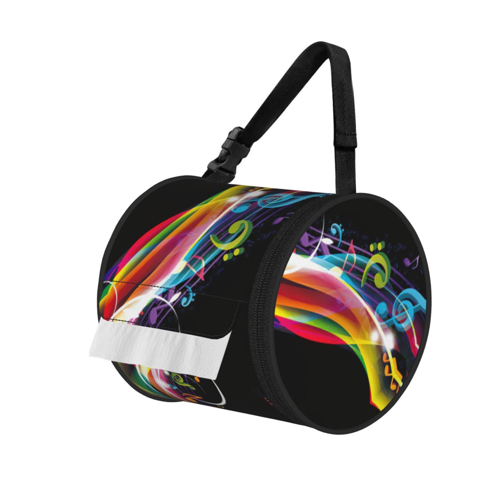 Colorful Music Printed Toilet Paper Holder Bag, Adjustable Strap Roll Paper Organizer for Car Kitchen Outdoor