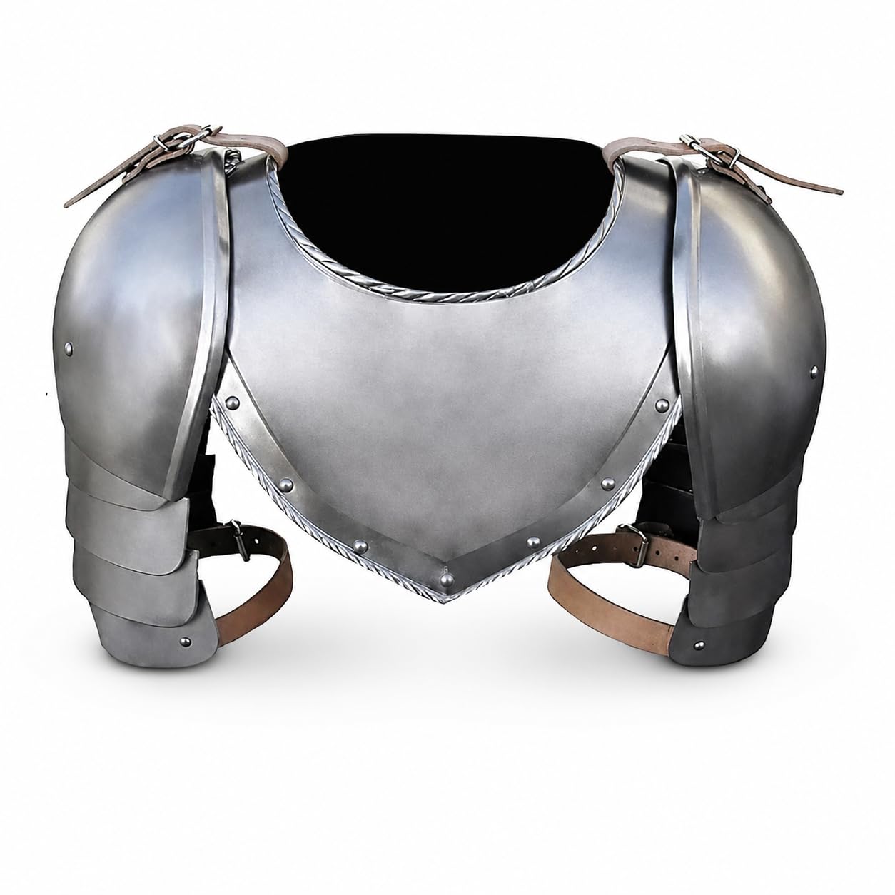 Medieval Armour Medieval Iron Gorget Spaulders Arm Shoulder Set Viking Crusader Pauldrons Armor, Adult, Silver, Adult