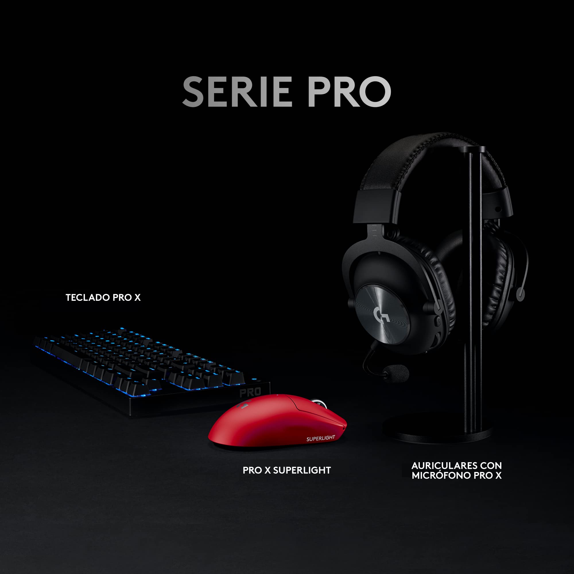 Logitech G PRO X SUPERLIGHT USB Ratón inalámbico Gaming, ultraligero 63g, sensor HERO 25K, 25600 DPI, 5 botones programables, memoria integrada, diseñado para eSport, PC/Mac - Rojo