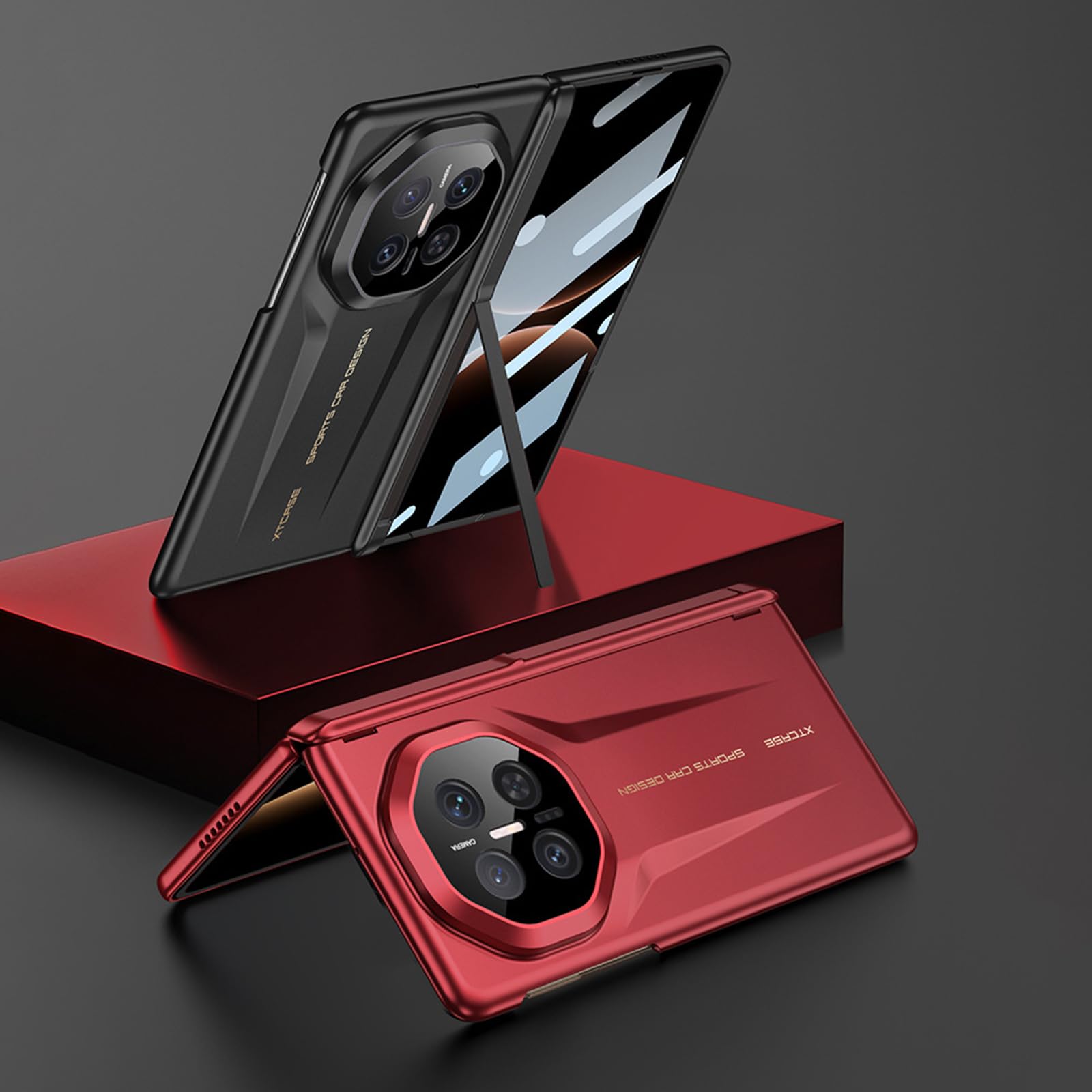 Etui do Huawei Mate X7, wbudowana osłona ekranu, ochrona stojaka zawiasowego PC pokrowiec na całą obudowę, odporna na wstrząsy podpórka, czarna, Mate X7