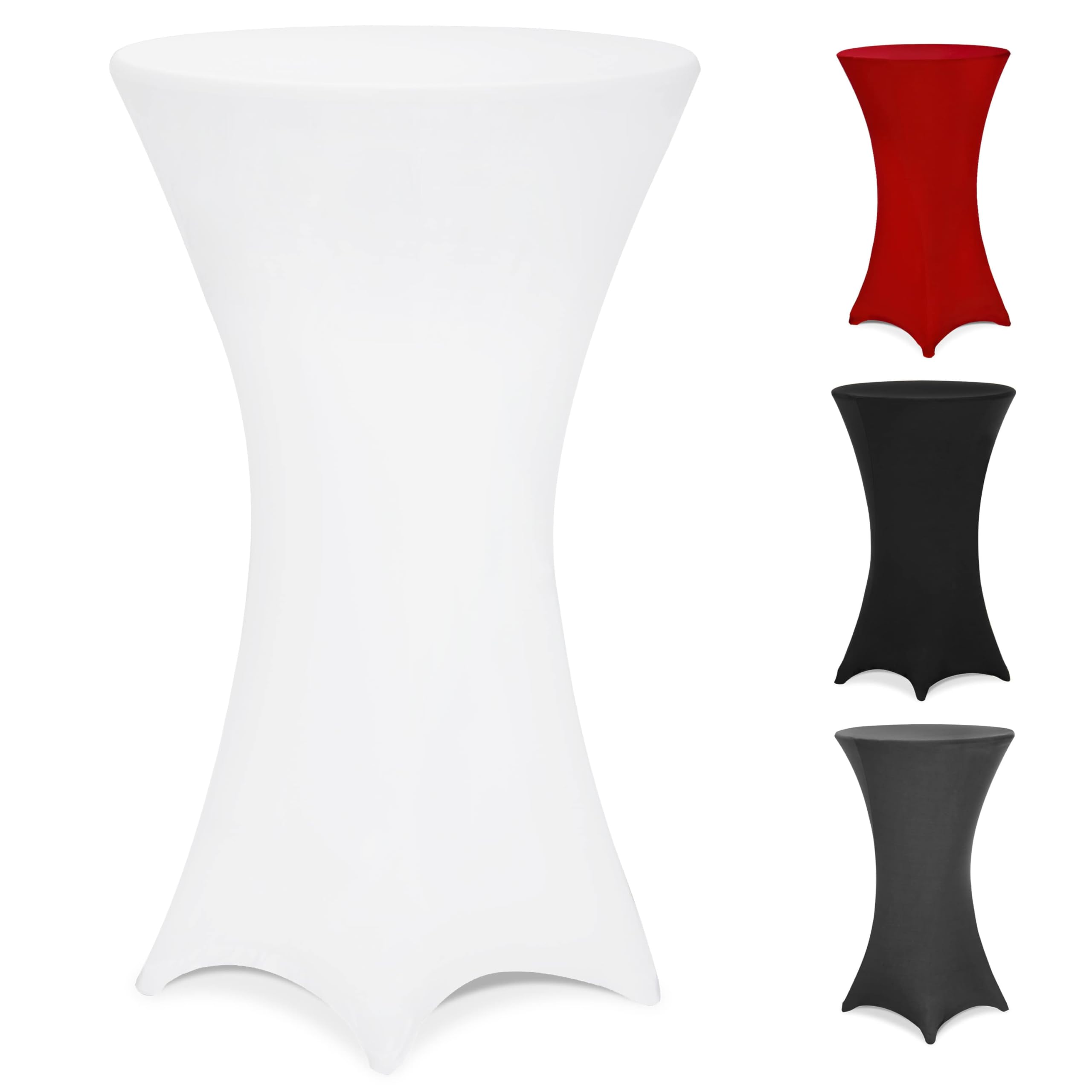 Deuba Copritavolo Stretch Per Tavoli Alti Rotondi Lavabile 30°C Piedi Rinforzati Tanti Colori E Misure Ø 60 Cm Bianco-image