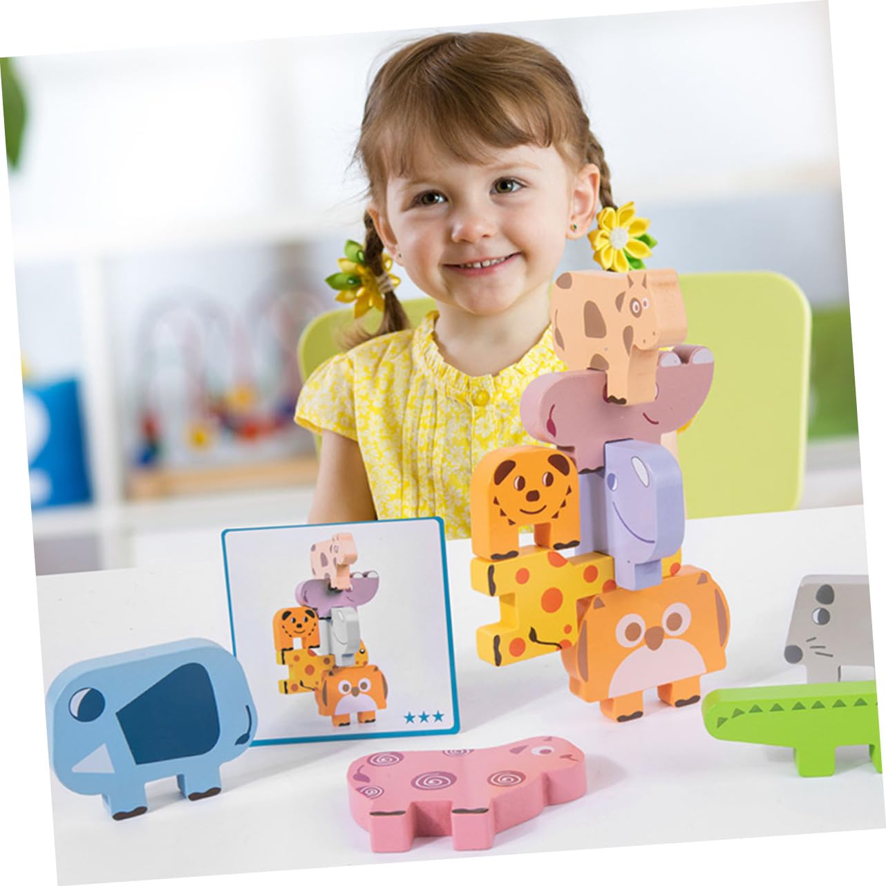 Juguete Educativo de Bloques Apilables para Niños Animales, Material Sintético y Colores Variados, Adecuado para Estimular la Capacidad Cognitiva Interacción Familiar