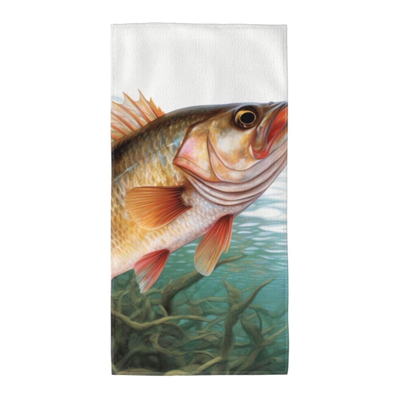 FekiLoot Absorbent Hand Towels 12"X24" Decorative Bathroom Towel Soft Microfiber Face Towel Fish Dish Kitchen Towels for Bathroom Kitchen Hotel Spa Bath Towels